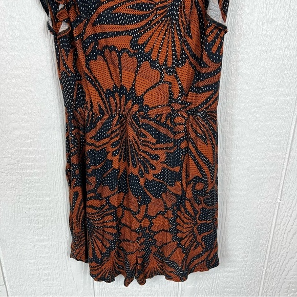 BCBGMAXAZRIA Navy Blue White and Bronze Orange Romper XS - Picture 7 of 11